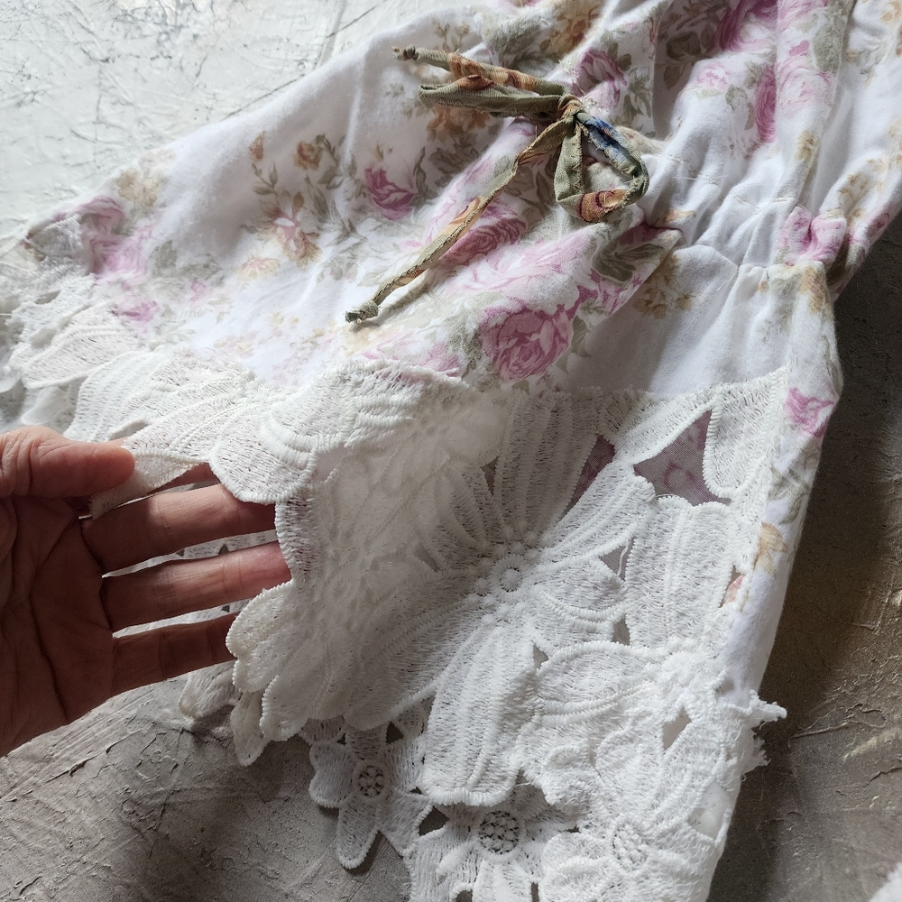 Victorian Shabby Bloomers Ruffle Pants Rose Print Like Boho Print Rose - Picture 12 of 17